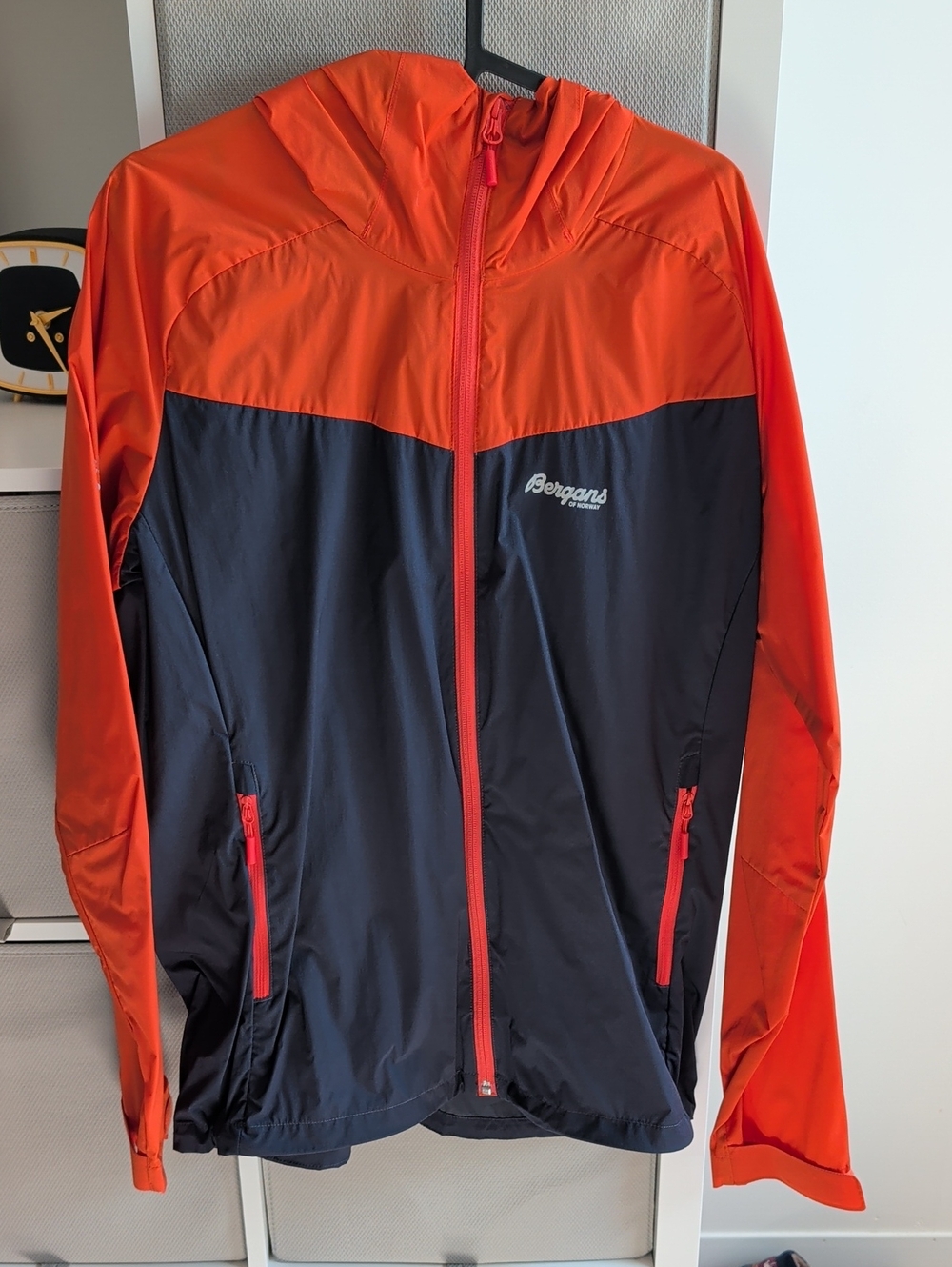 Bergans Men's Hooded Windbreaker Jacket - Orange and Black
